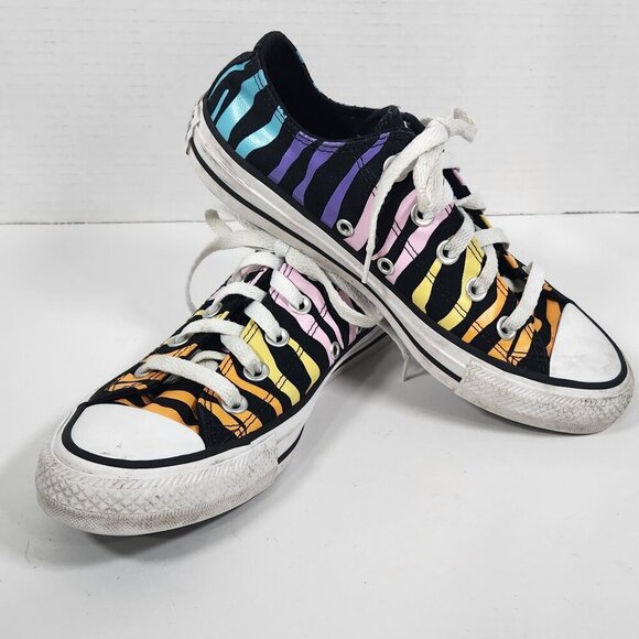 Converse Rainbow Zebra Striped Sneakers Women's 6 - Picture 2 of 4